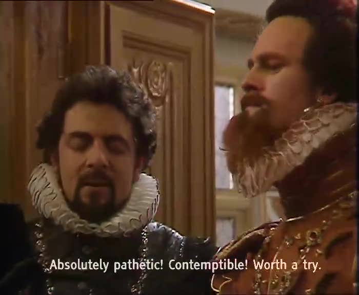 Blackadder trying to pretend someone isn't dead