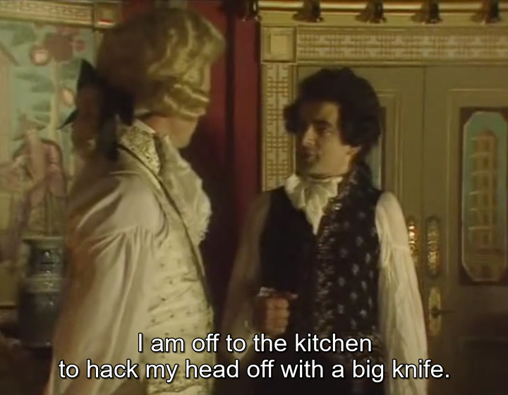 Blackadder struggling to write dictionary