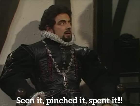 seen it pinched it spent it