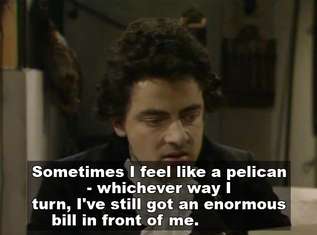Blackadder sometimes I feel like a pelican