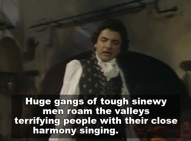 Close harmony singing joke in Blackadder