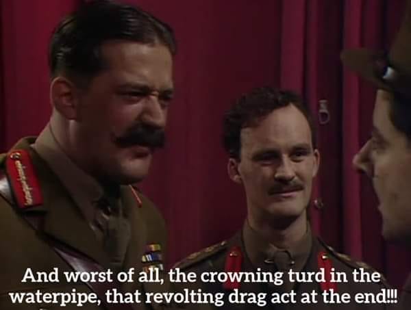 Melchett Crowning Turd