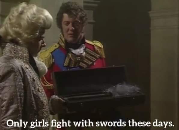Stephen Fry Only girls fight with swords