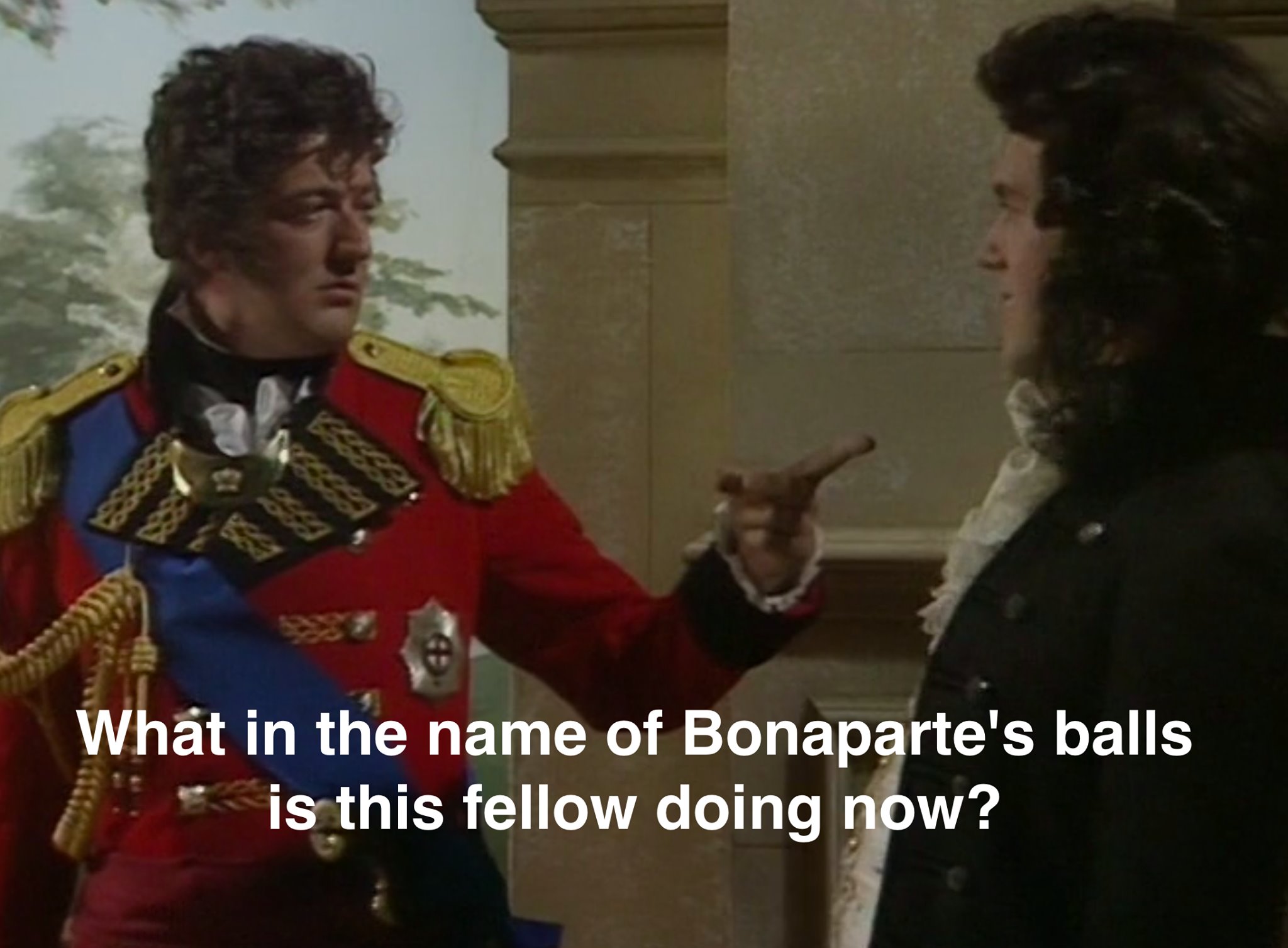 What in the name of Bonaparte's Balls is this fellow doing now - Stephen Fry Quote from Blackadder