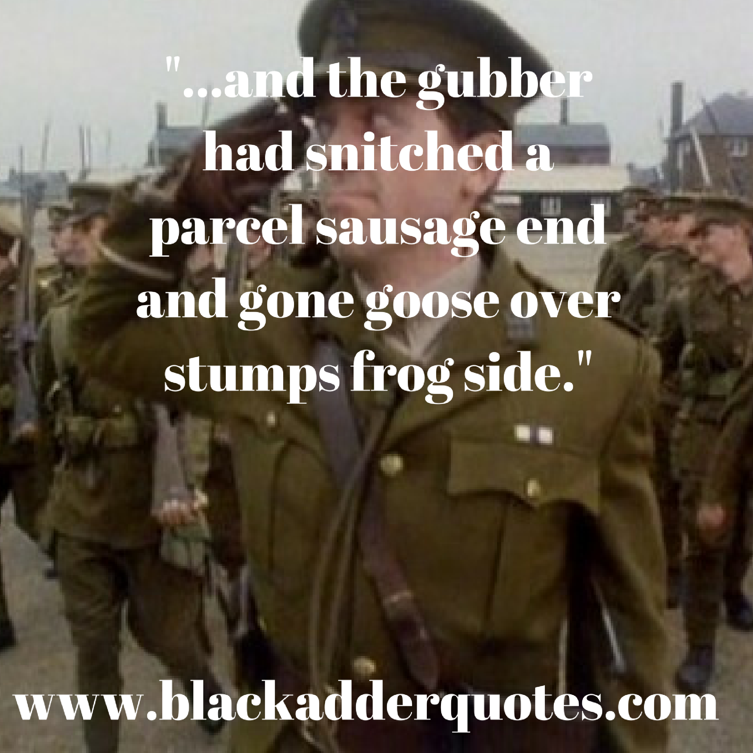 "...and the gubber had snitched a parcel sausage end and gone goose over stumps frog side."