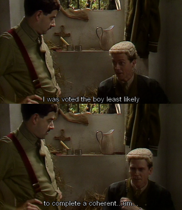 George trying to be a defence lawyer in Blackadder