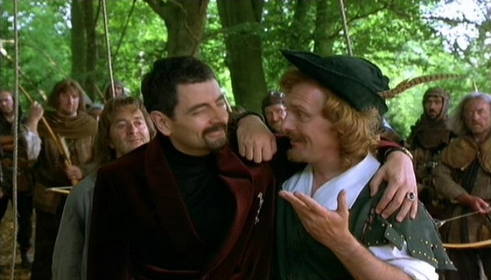 Rowan Atkinson as Blackadder and Rik Mayall as Robin Hood in Blackadder Back and Forth